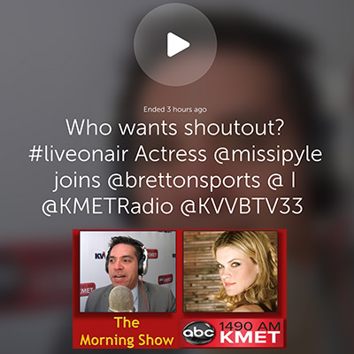 #liveonair Actress @missipyle joins @brettonsports @ I @KMETRadio @KVVBTV33 